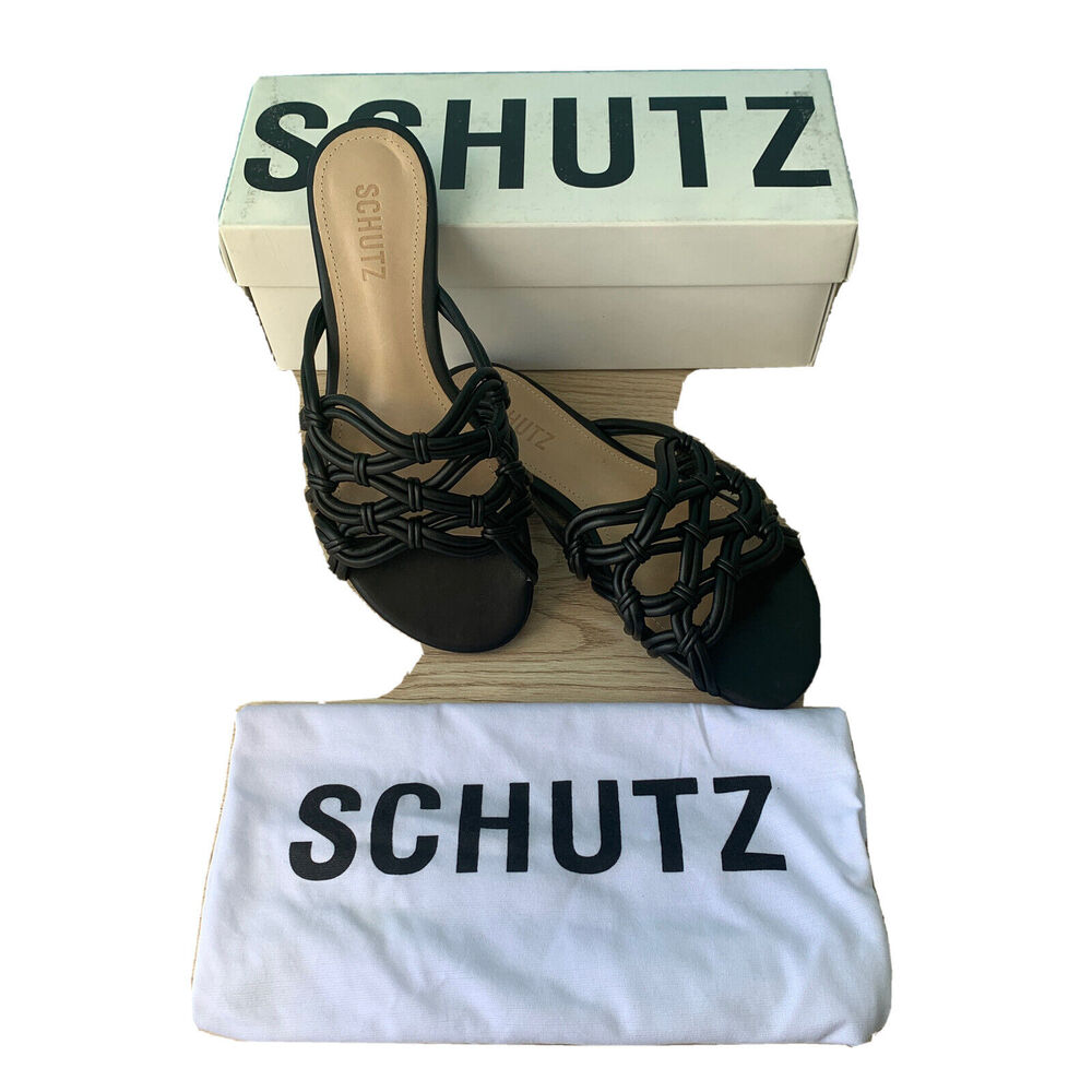 Schutz Sandalia Saltó Rasteiro Soffy Flat Sto Preto Ecowear Slip On Slides NWT